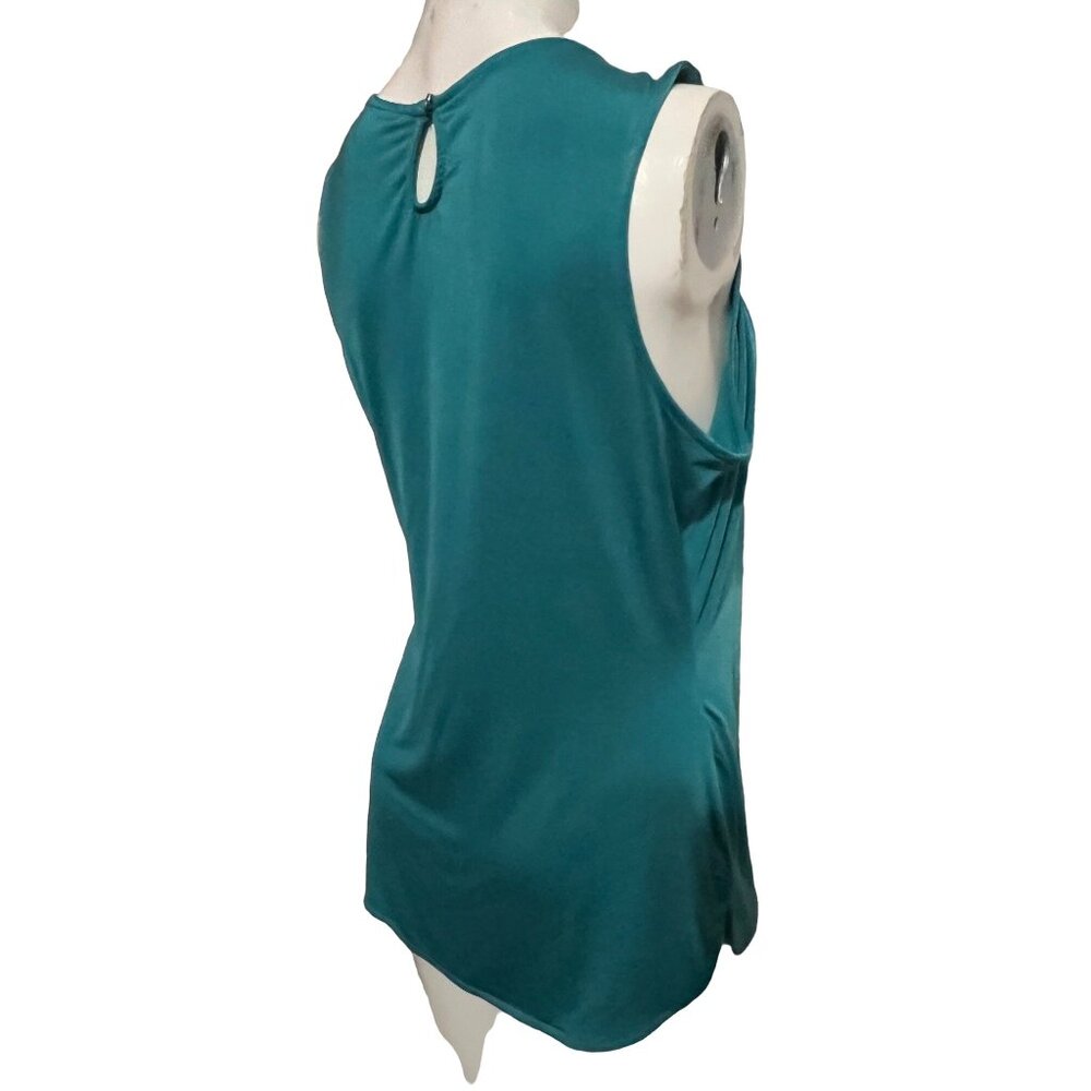 Worthington Teal Green Sleeveless Blouse Sz Small Satiny Women's Cute Blouse - Picture 7 of 9